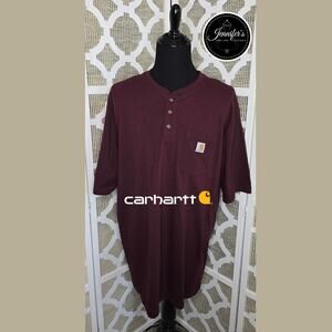 Carhartt Men's Port Loose Fit Heavyweight Short Sleeve Henley T-Shirt 2XL Tall